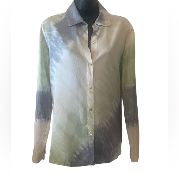 Red Haute spring tie dye collared button down shirt NWT size S. Retail $166 - Picture 10 of 11